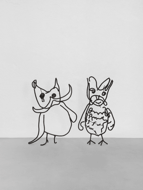 Petrit Halilaj, Abetare (Two Moustachioed Owls) | Artworks | Mennour