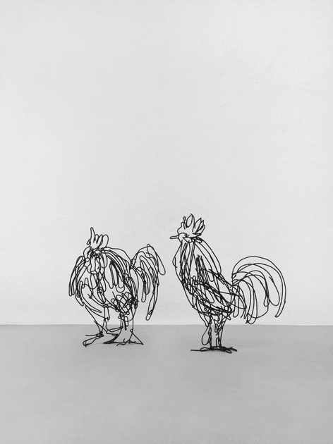 Petrit Halilaj, Abetare (Giacometti’s Two Cocks) | Artworks | Mennour